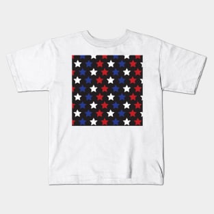 Stars Blue Red White On Black Kids T-Shirt